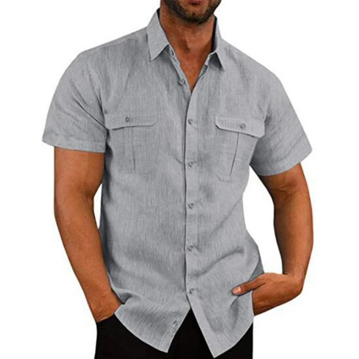 Men’s Short Sleeve Button-Up Shirt | Double Pocket