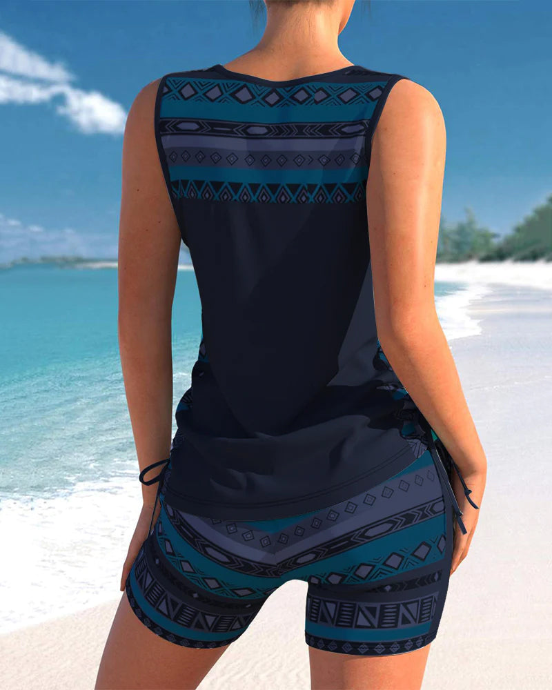 Women's Geometric V-neck Tankini