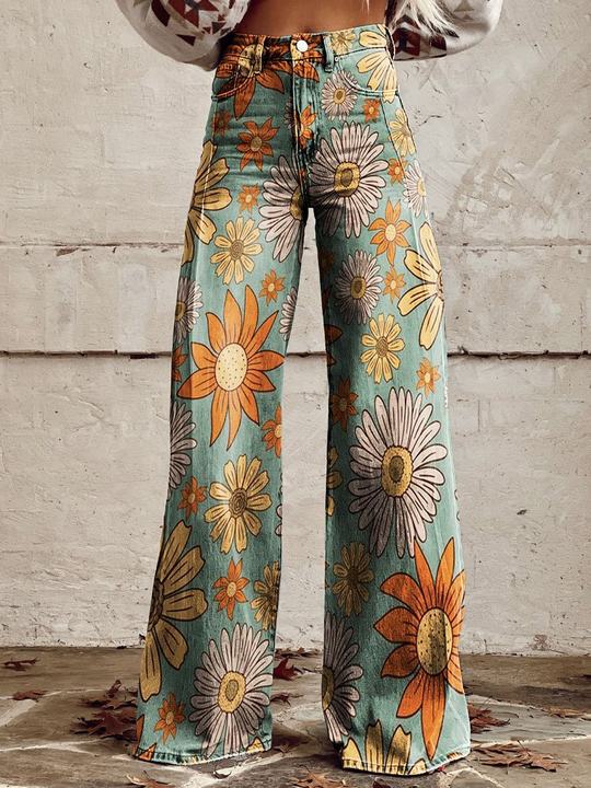 Women’s High Waist Wide Leg Pants | Printed