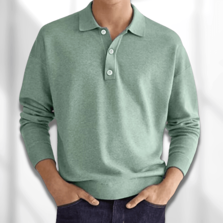 Men’s Long Sleeve Polo Shirt | Collared Button