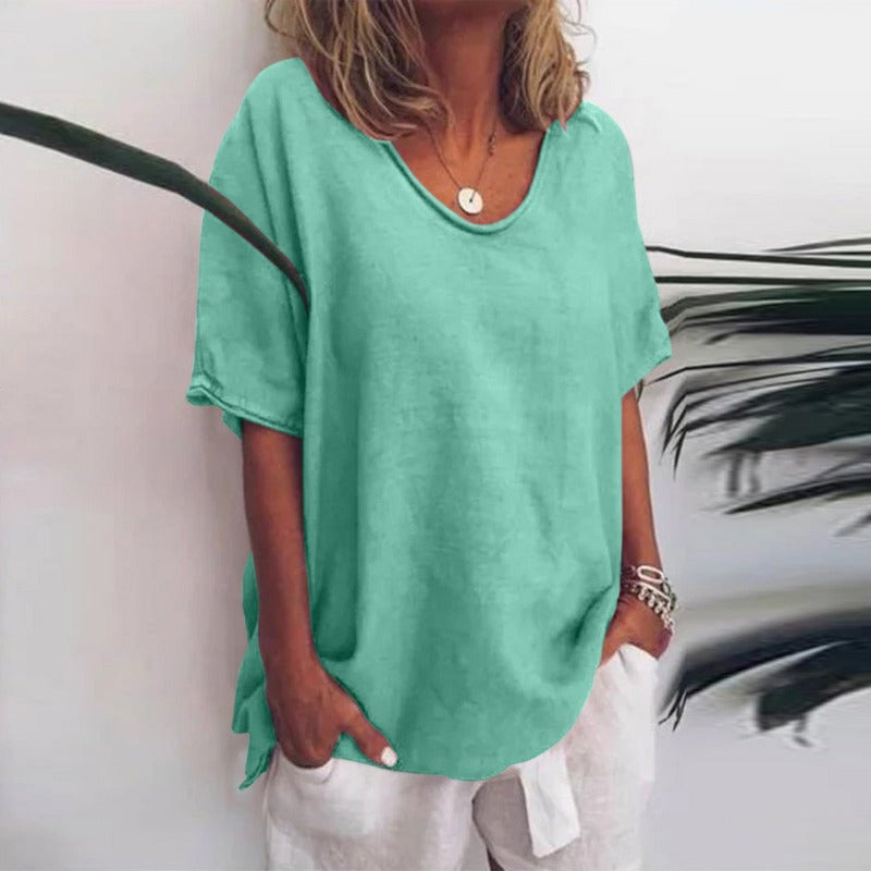Women's Round Neck Half Sleeves Blouse | Summer