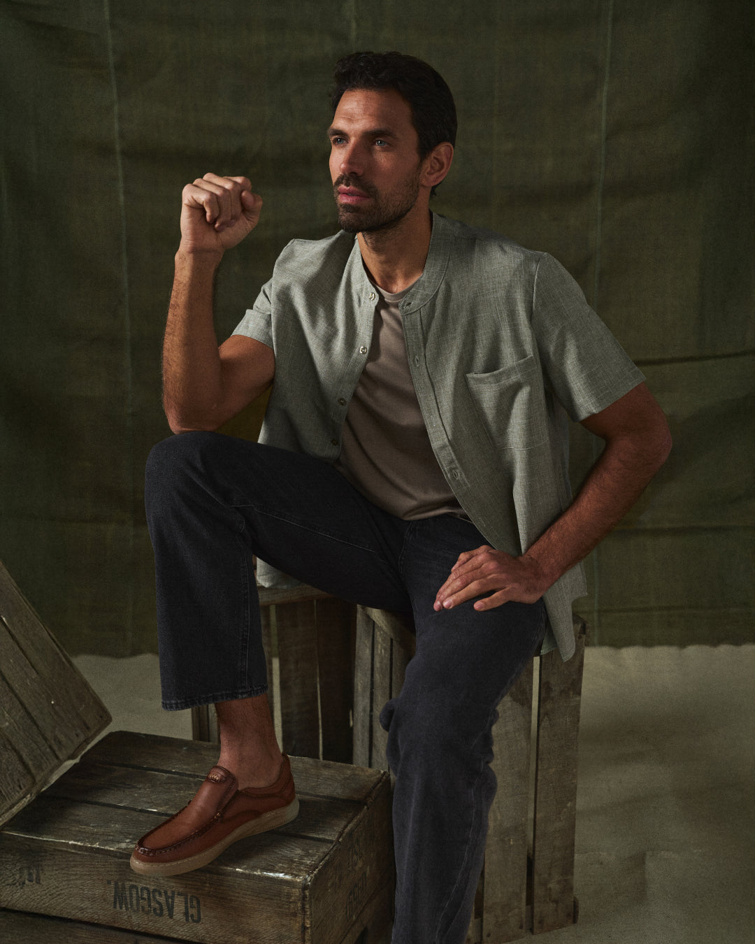 Men's Casual Shirt | Stand-up Collar