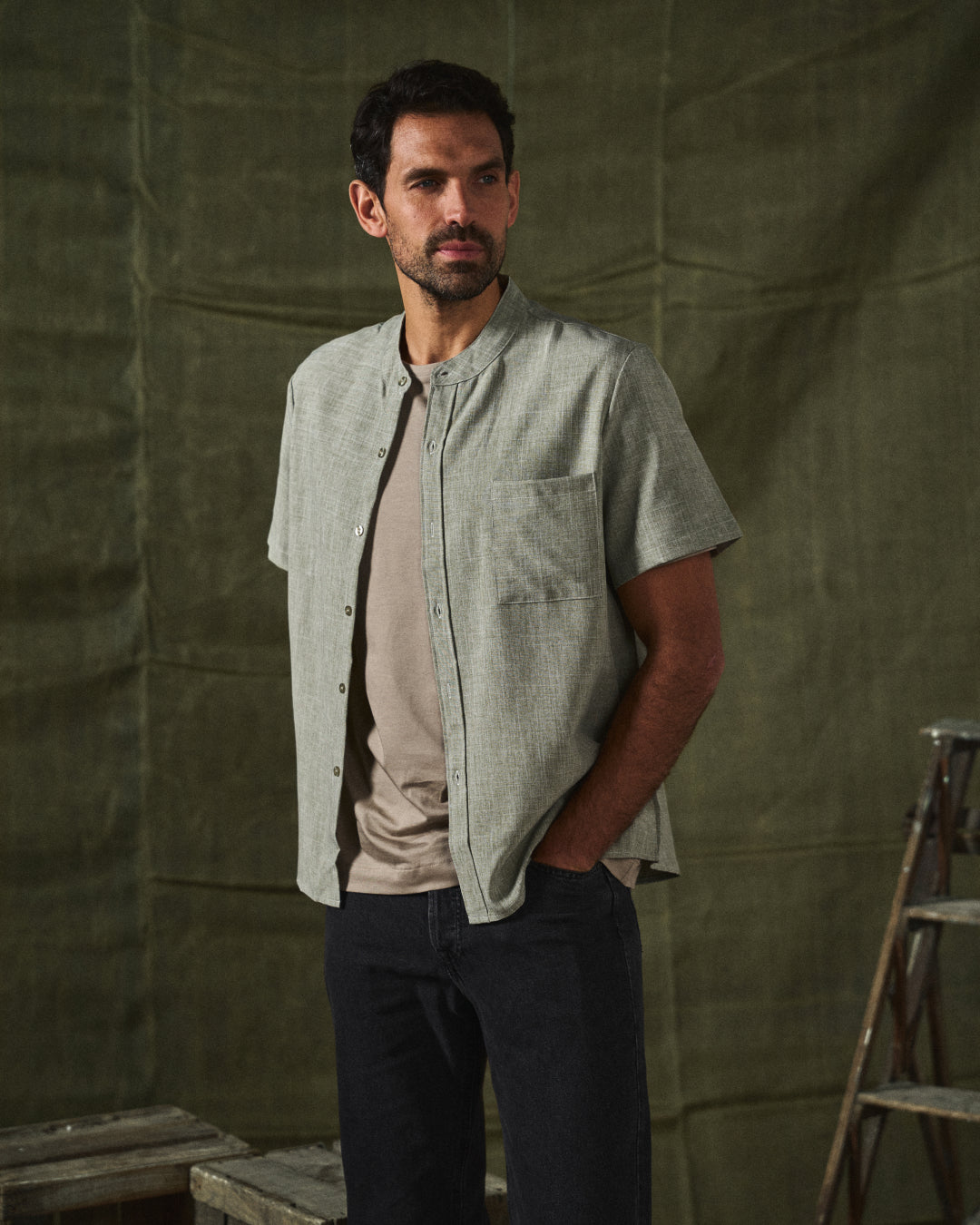 Men's Casual Shirt | Stand-up Collar