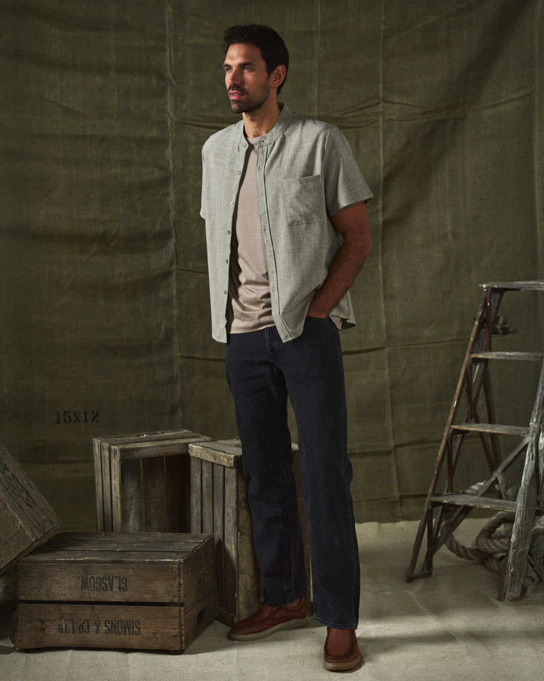 Men's Casual Shirt | Stand-up Collar