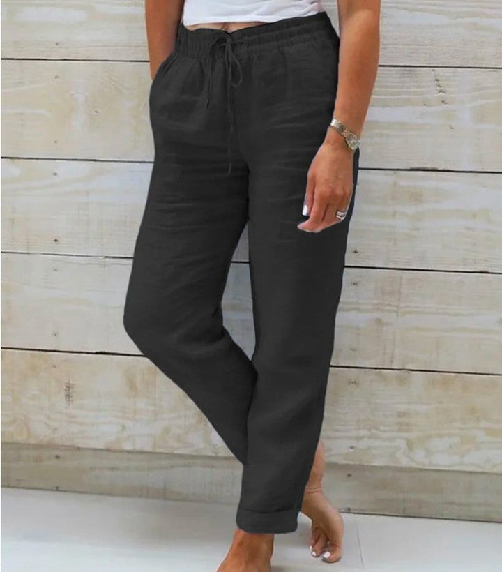 Women's Cropped Straight Leg Summer Pants | Drawsting