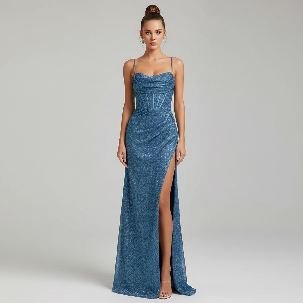 Women's Sleeveless Sweetheart Neckline Evening Dress with High Slit | Maxi