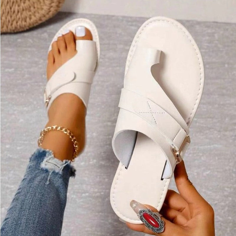 Women's Open Toe Cross Buckle Strap Sandals | Toe Ring