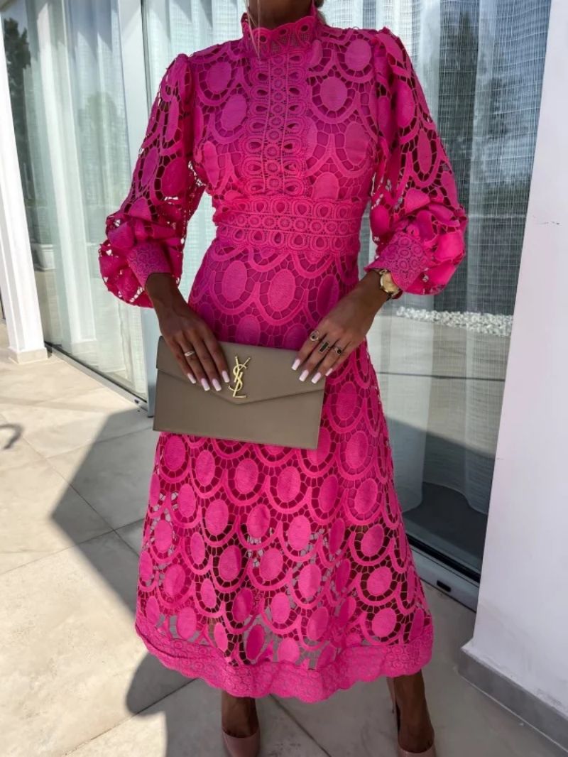 Women's Long Sleeved Turtle Neck Summer Dress | Midi