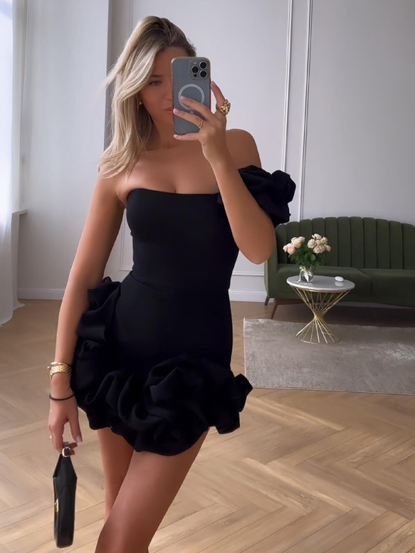 Women's One-shoulder Mini Dress | Layered