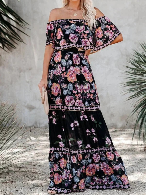 Women's Off Shoulder Mexican Style Summer Dress | Maxi