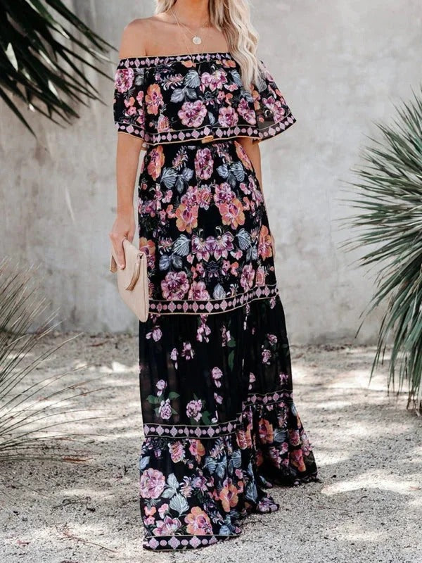 Women's Off Shoulder Mexican Style Summer Dress | Maxi