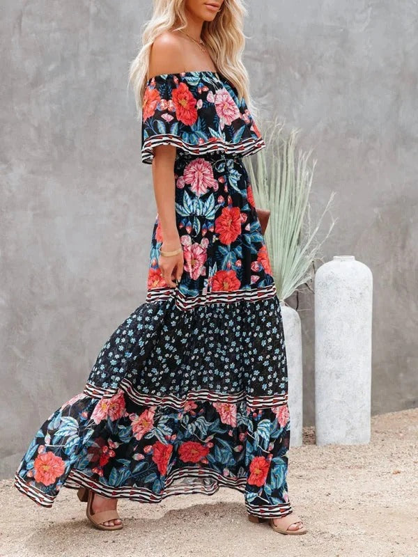 Women's Off Shoulder Mexican Style Summer Dress | Maxi