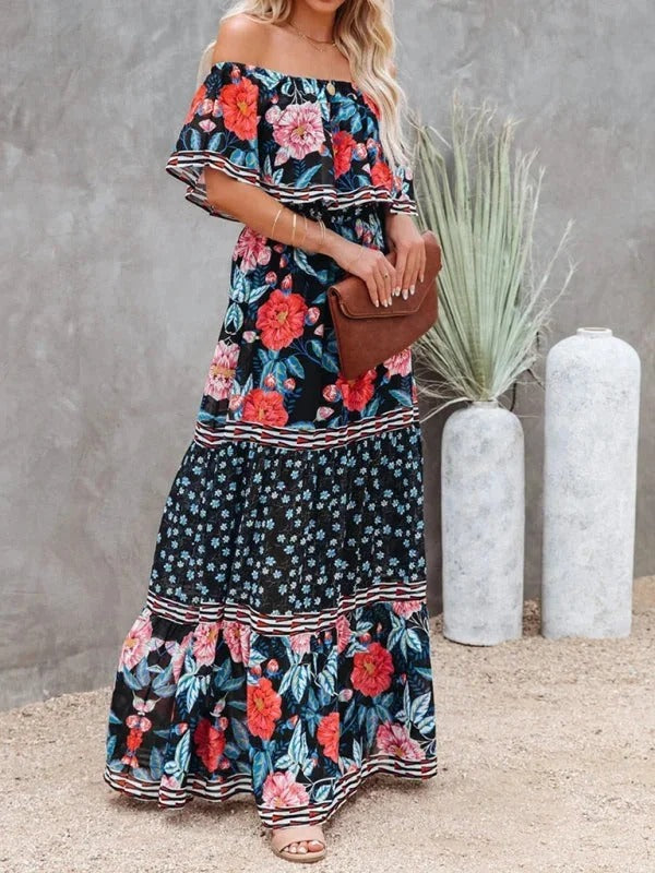 Women's Off Shoulder Mexican Style Summer Dress | Maxi