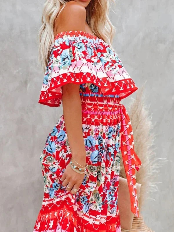 Women's Off Shoulder Mexican Style Summer Dress | Maxi