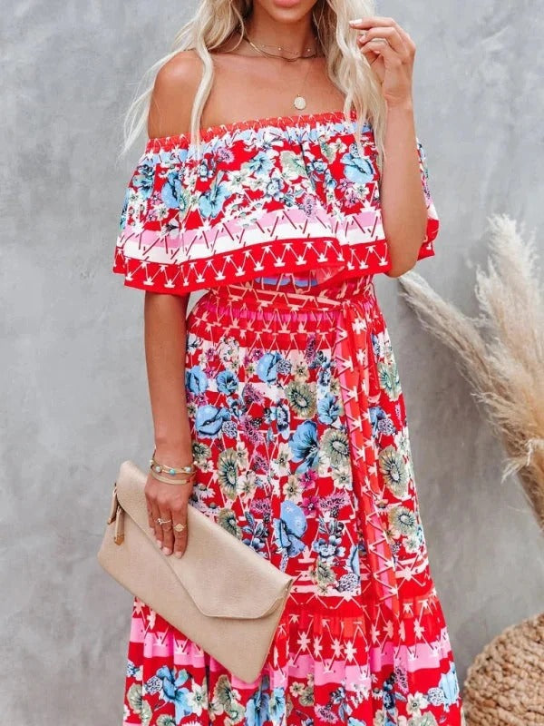 Women's Off Shoulder Mexican Style Summer Dress | Maxi