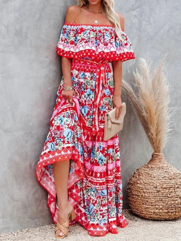 Women's Off Shoulder Mexican Style Summer Dress | Maxi