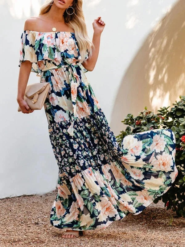 Women's Off Shoulder Mexican Style Summer Dress | Maxi
