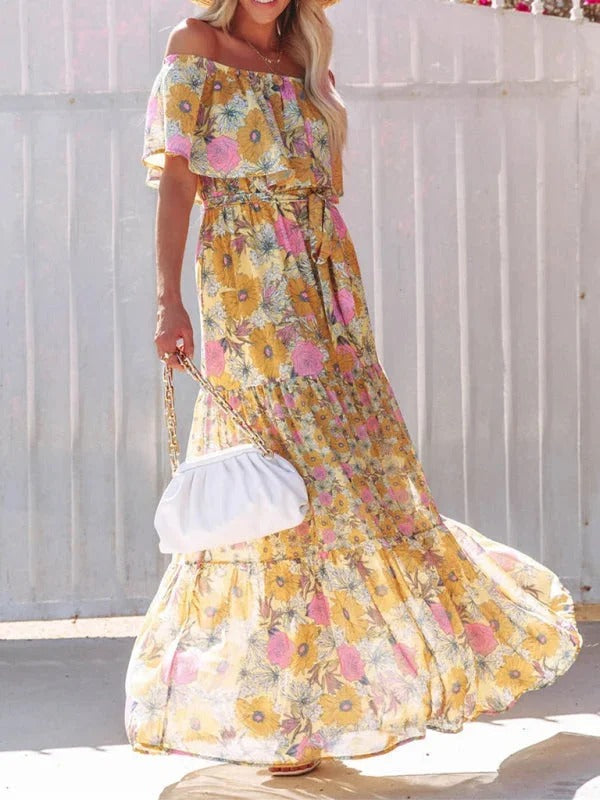 Women's Off Shoulder Mexican Style Summer Dress | Maxi