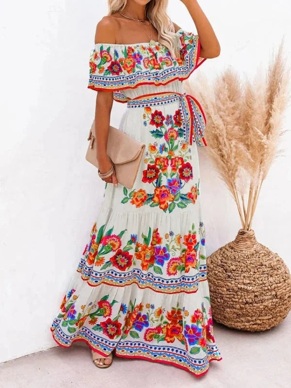 Women's Off Shoulder Mexican Style Summer Dress | Maxi