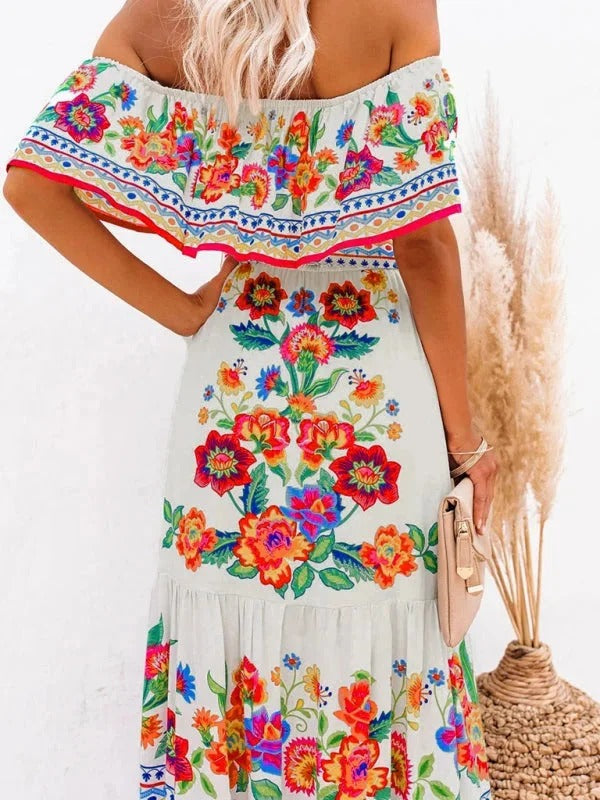 Women's Off Shoulder Mexican Style Summer Dress | Maxi