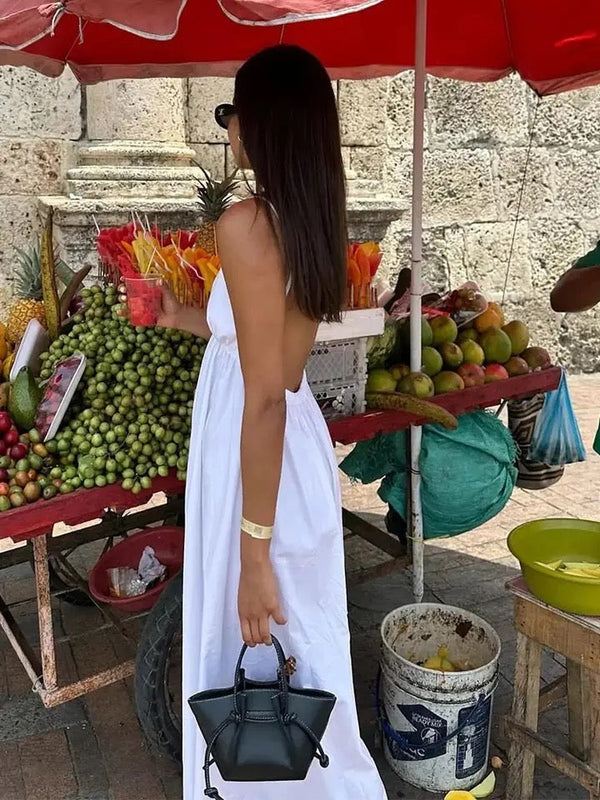 Women's Sleeveless Low Back Summer Dress with V-neck | Maxi