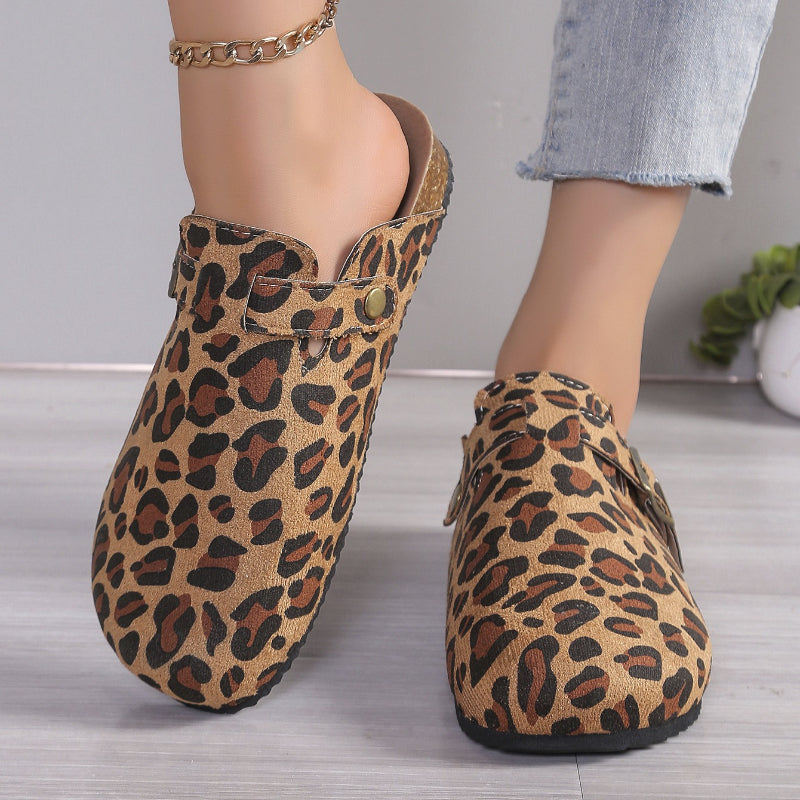 Women's Closed Toe Buckle Strap Flat Clogs | Slip On