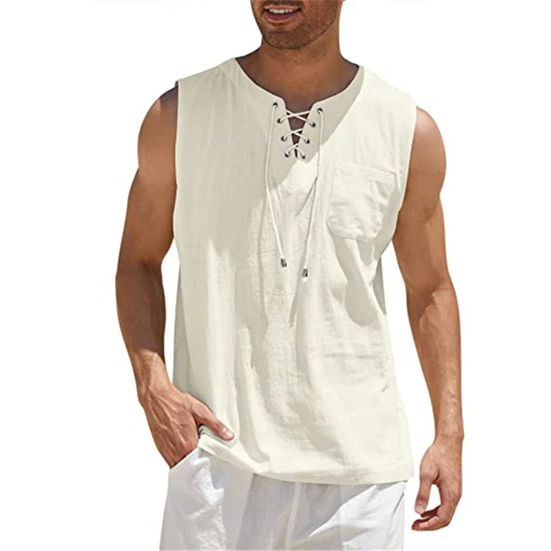 Men’s Lace-Up Tank Top | Sleeveless