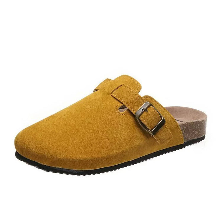 Women's Closed Toe Buckle Strap Flat Clogs | Slip On