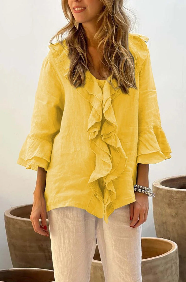 Women's Ruffled V Neck Blouse | Classic