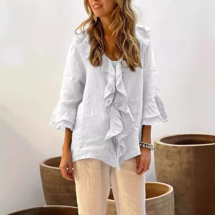 Women's Ruffled V Neck Blouse | Classic