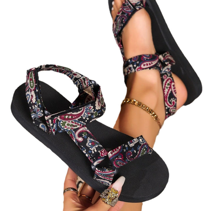 Women's Boho Printed Open Toe Sandals | Adjustable Straps