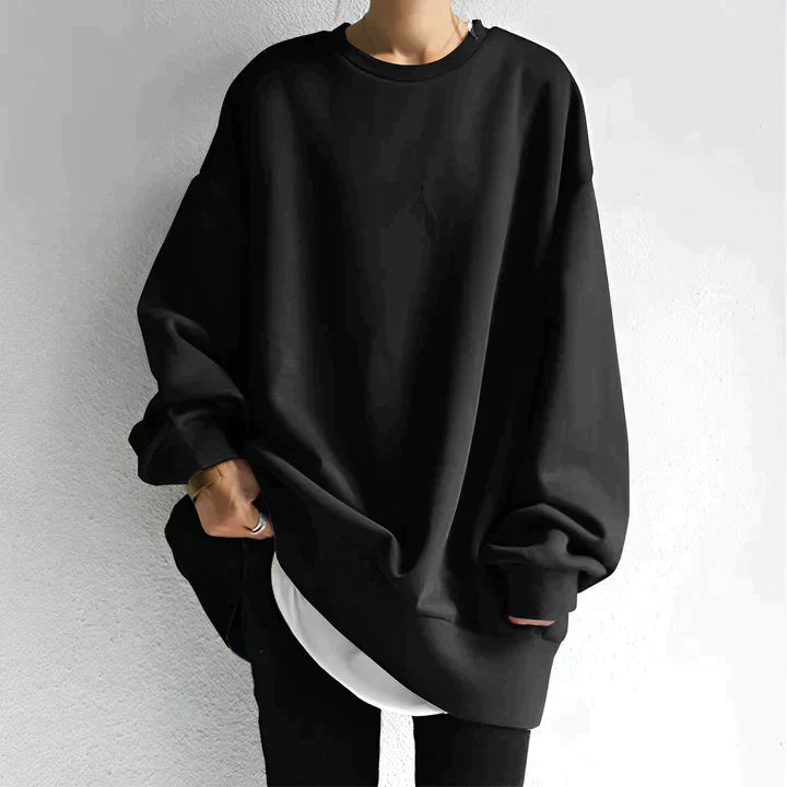 Women's Oversized Round Neck Plain Sweater | Long Sleeve