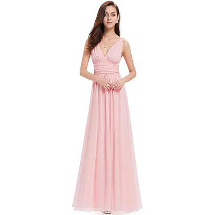 Women's V Neck Sleeveless Evening Dress | Maxi