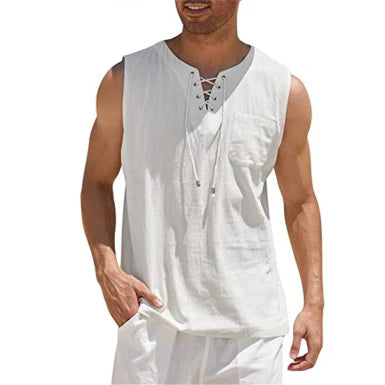 Men’s Lace-Up Tank Top | Sleeveless