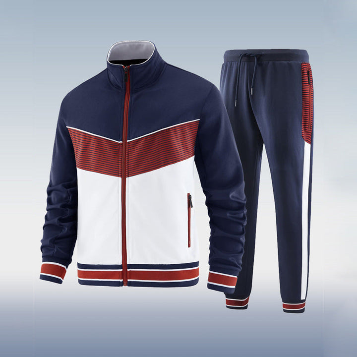 Men’s Zip-up Sports Tracksuit Set | Stand Collar