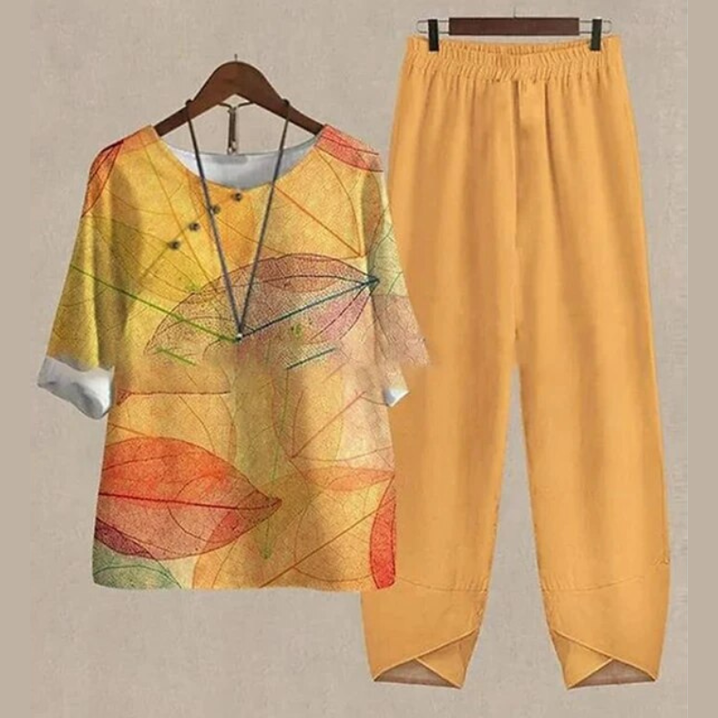 Women's Summer Loose Fit Two-Piece Set | Blouse and Pants
