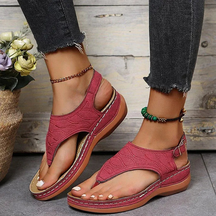 Women's Open Toe Back Strap Casual Sandals | Flat