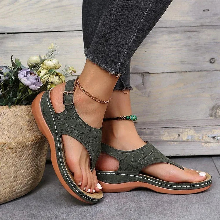 Women's Open Toe Back Strap Casual Sandals | Flat