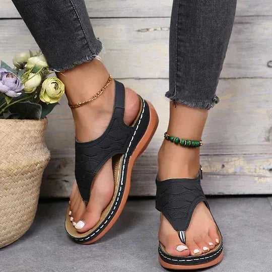 Women's Open Toe Back Strap Casual Sandals | Flat