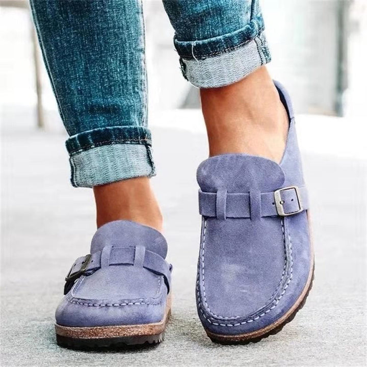 Women's Round Toe Buckle Strap Flat Loafers | Slip On