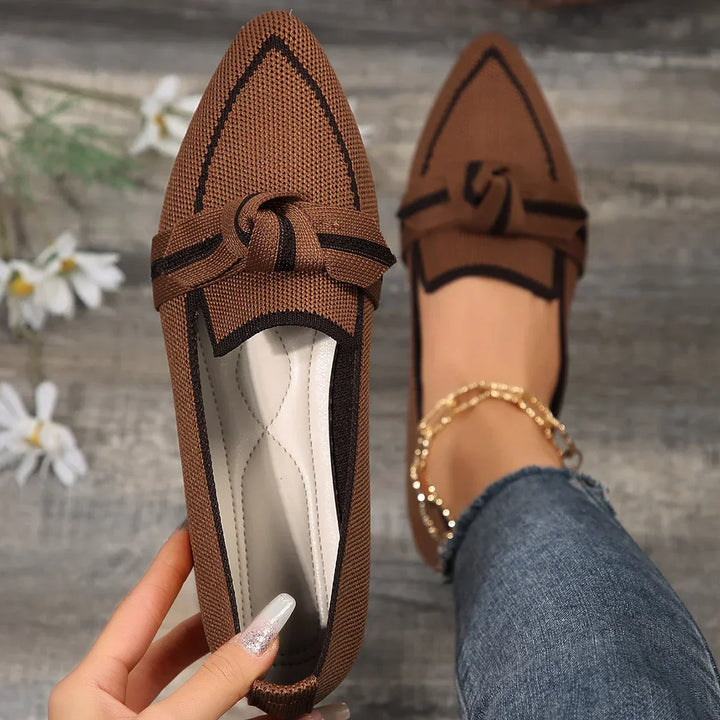 Women’s Pointed Toe Flat Loafers | Bow Details