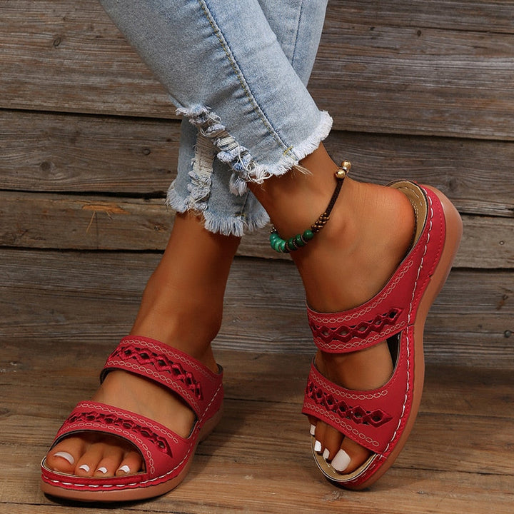 Women's Slip On Double Strap Sandals | Open Toe