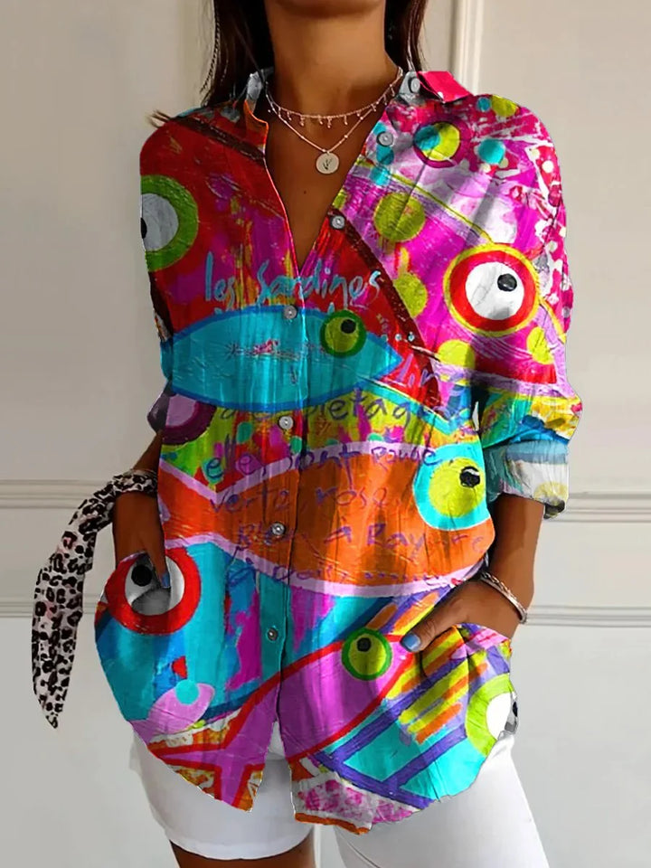 Women's Button Down Colorful Summer Shirt | Long Sleeve