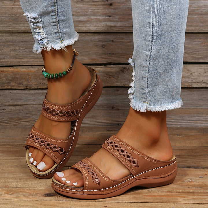 Women's Slip On Double Strap Sandals | Open Toe