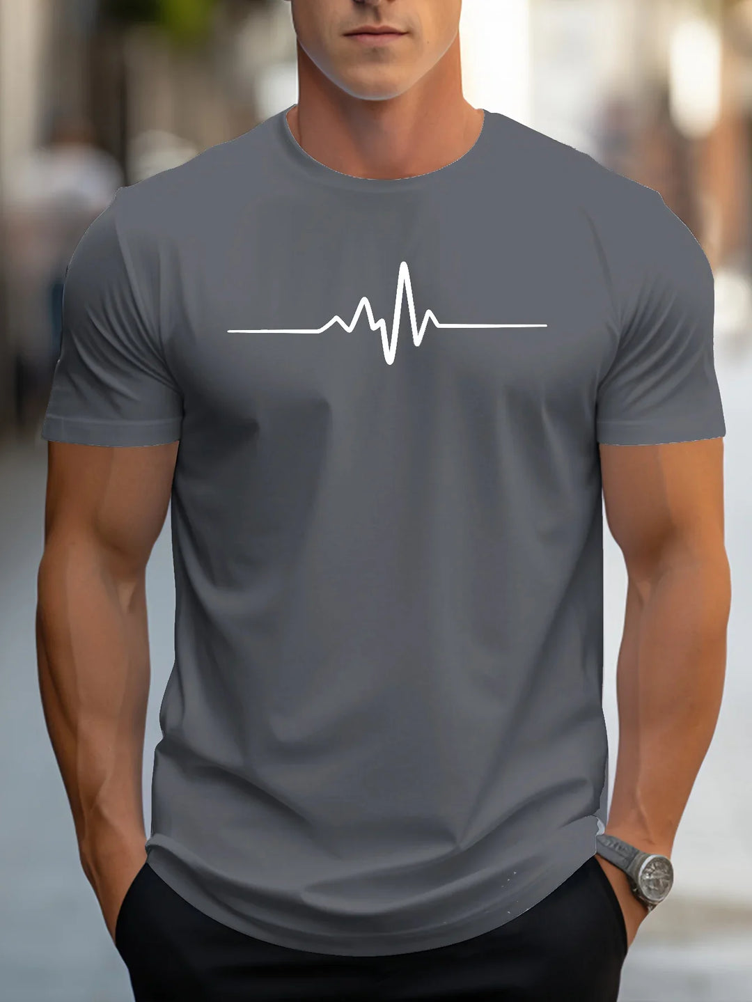Men’s Heartbeat Print T-Shirt | Casual