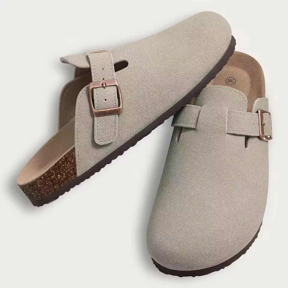 Women's Closed Toe Buckle Strap Flat Clogs | Slip On