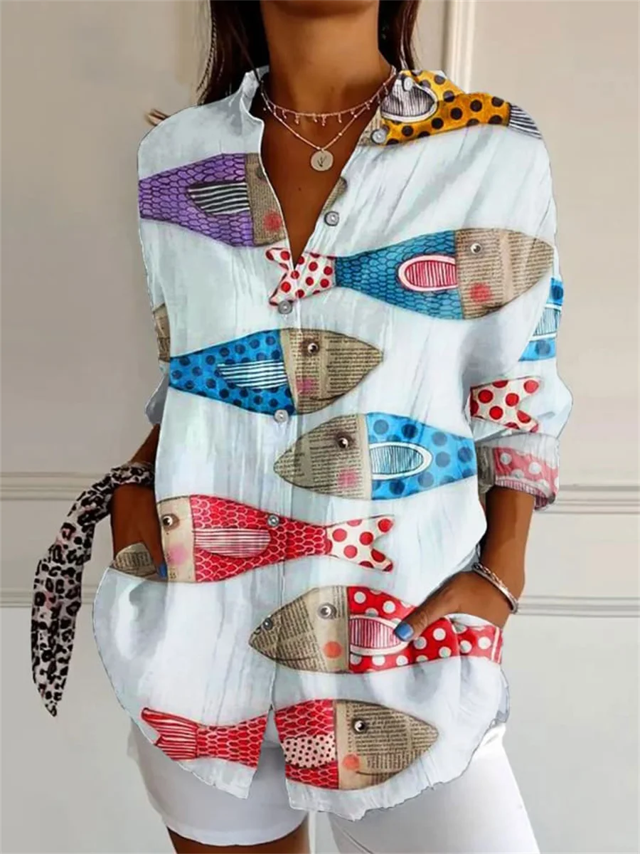 Women's Button Down Colorful Summer Shirt | Long Sleeve