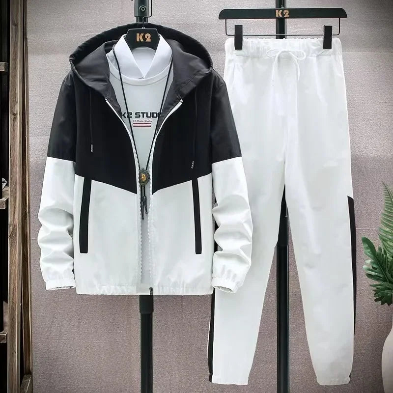 Men's Zip-Up Hooded Tracksuit Set | Two Piece