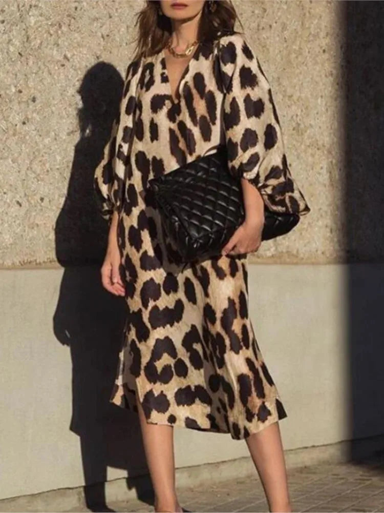 Women's Leopard Print Dress | Midi