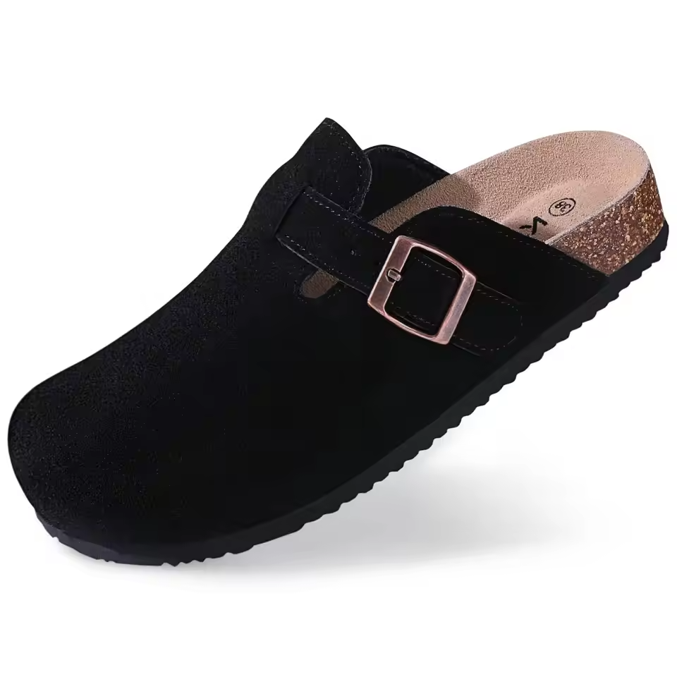Women's Closed Toe Buckle Strap Flat Clogs | Slip On